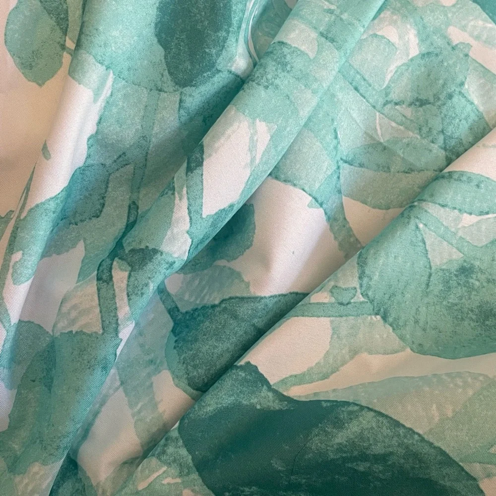 Mainstays Shower Curtain & Shower Hooks Silver Beads Teal White Bathroom Set
